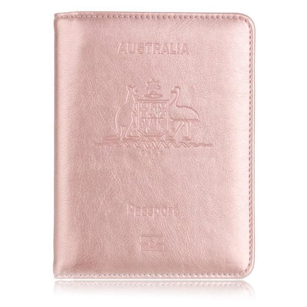 RFID Blocking Passport Holder, Slim Travel Wallet, Pink Gold