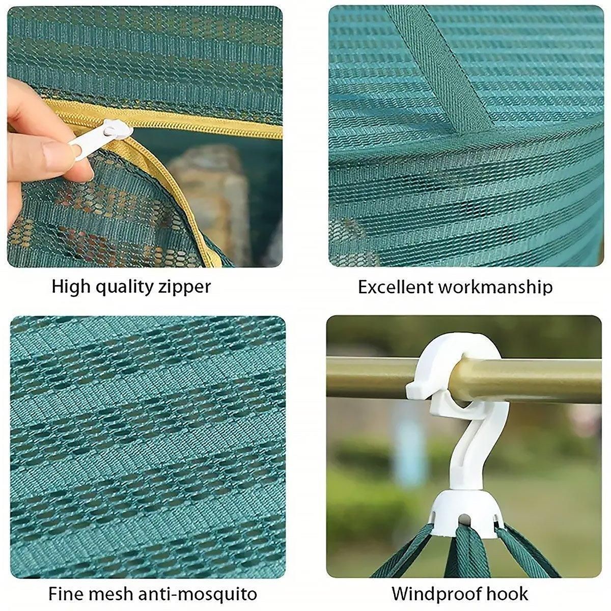 Enclosed Mesh Drying Basket, Double Layer, 60cm, Insect Proof, Green
