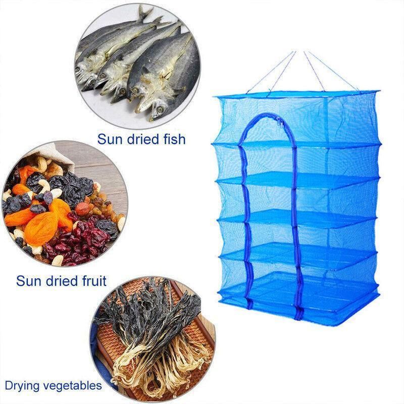 Hanging Mesh Food Drying Net, 5 Tiers, 50 x 50 x 100cm, Blue