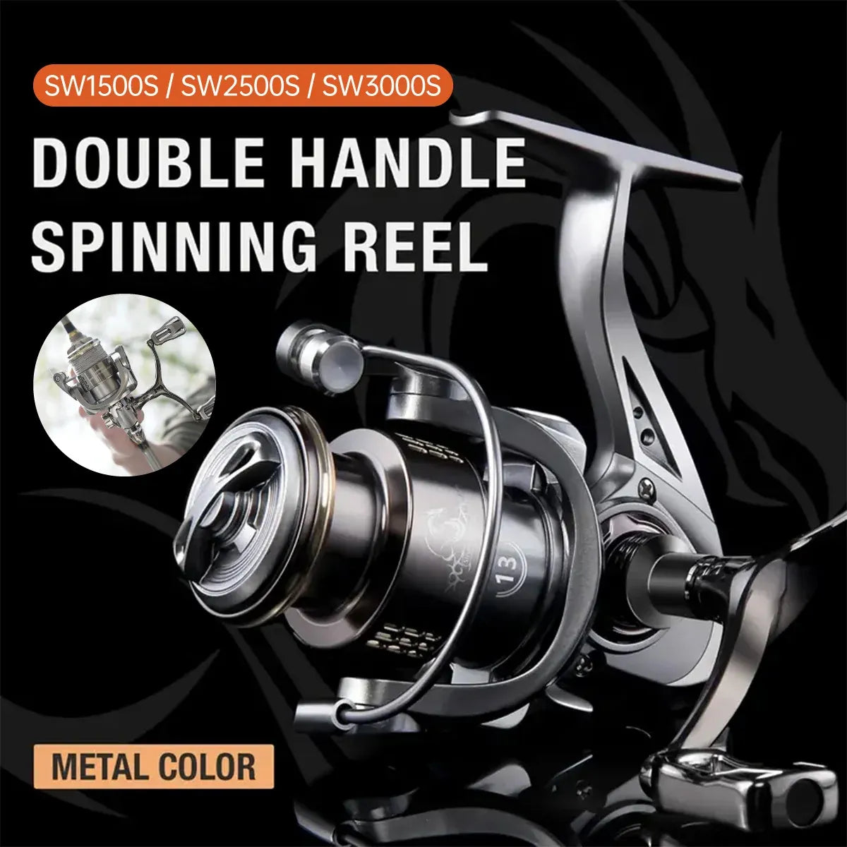 Double Handle Spinning Fishing Reel, SW1500S