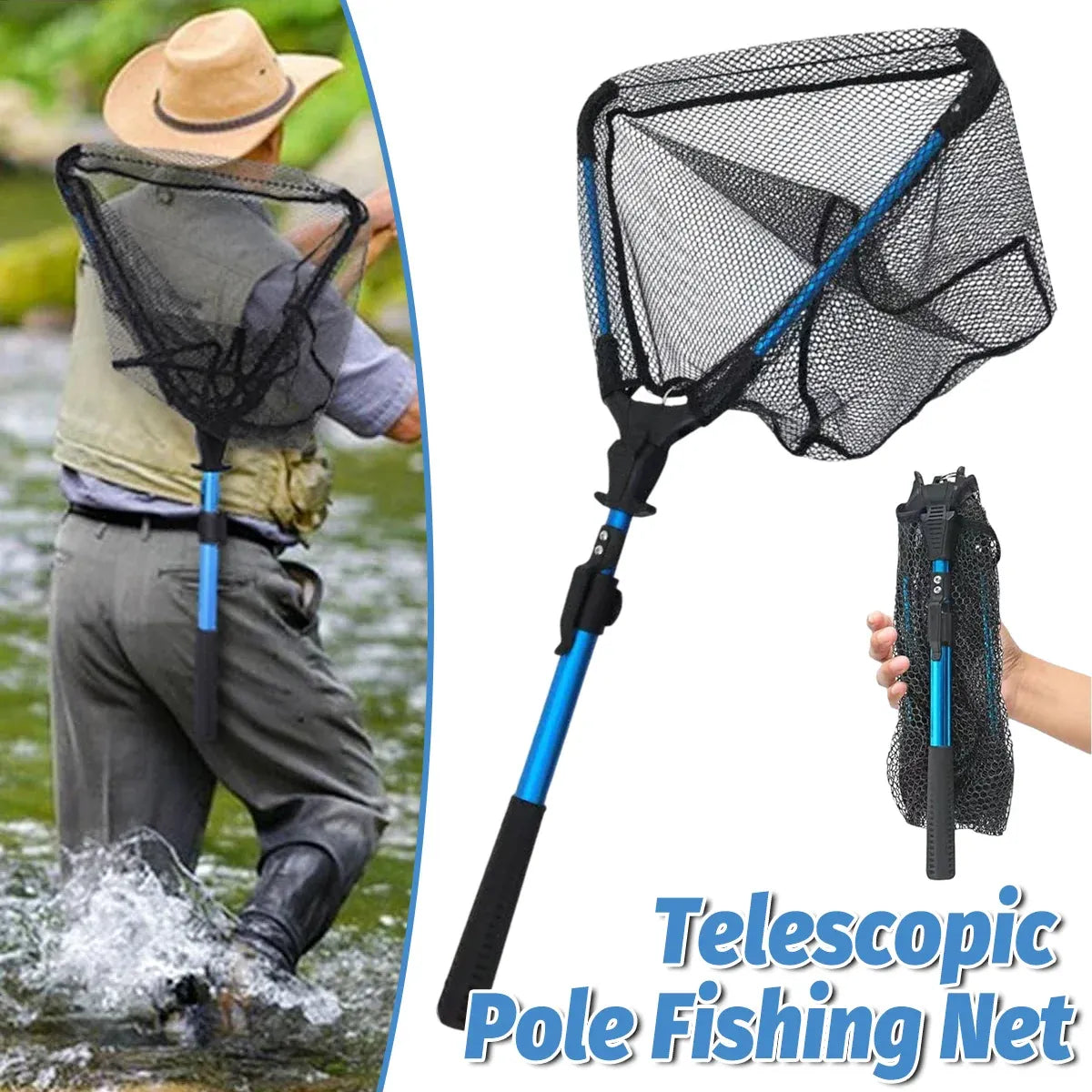 Folding Telescopic Aluminium Scoop Net, 75cm