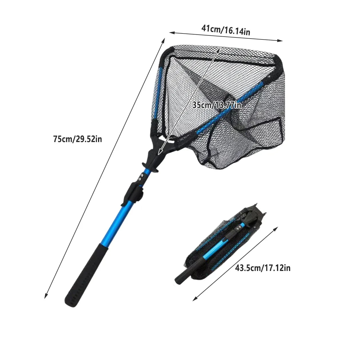 Folding Telescopic Aluminium Scoop Net, 75cm