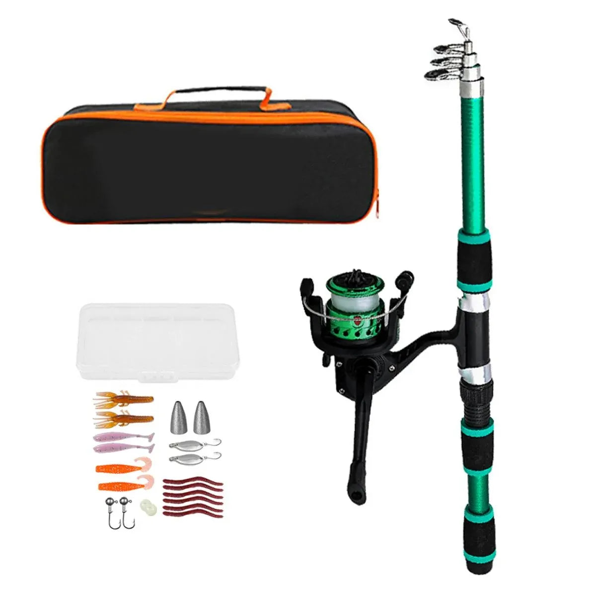 Ultra Short Pocket Fishing Rod Full Set, Green