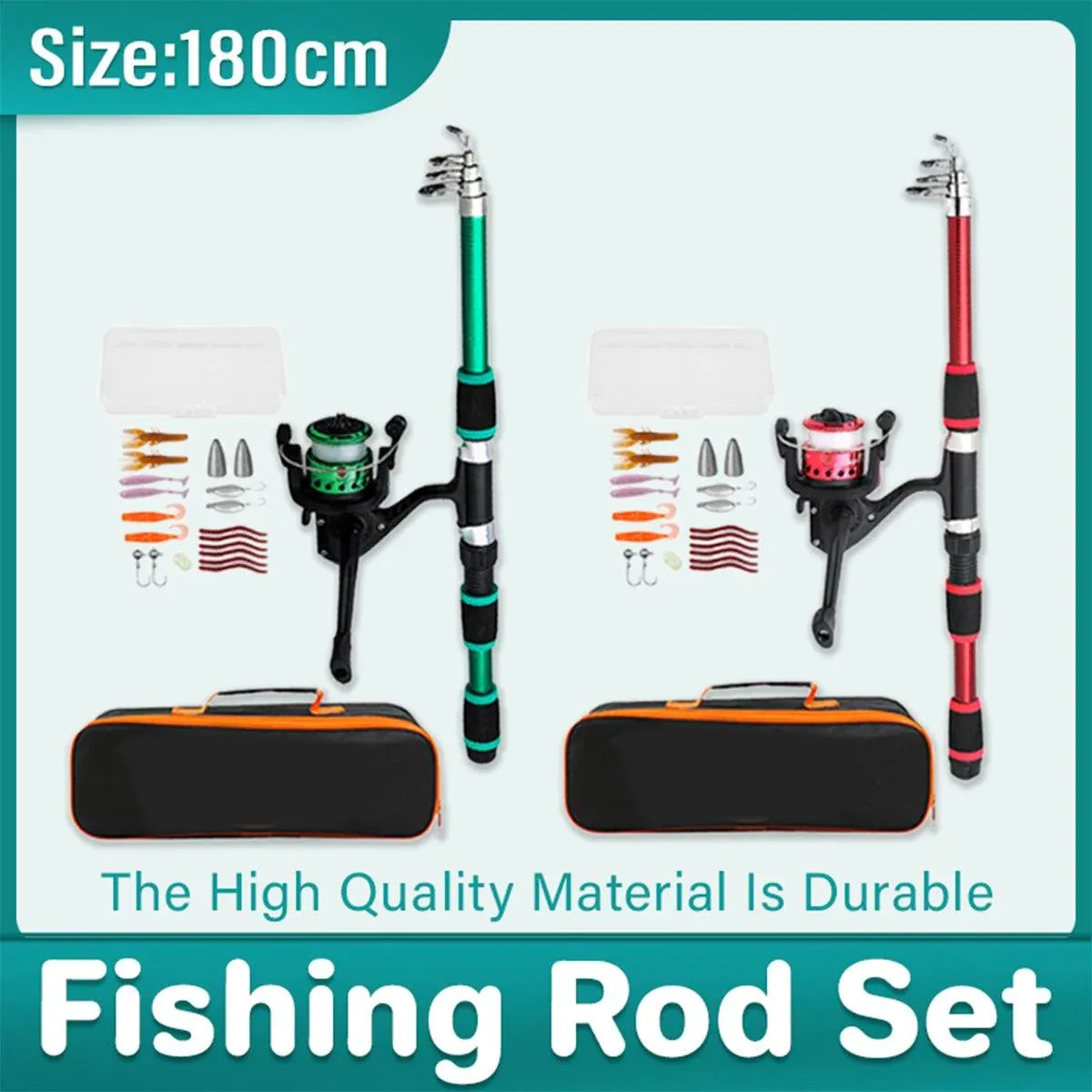 Ultra Short Pocket Fishing Rod Full Set, Green