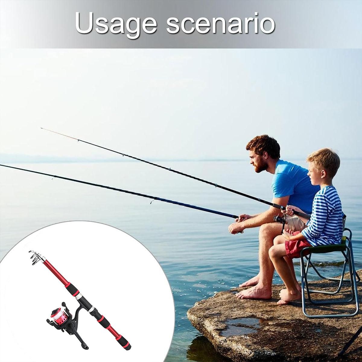 Ultra Short Pocket Fishing Rod Full Set, Red