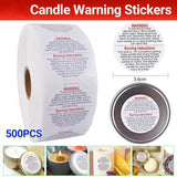 Candle Warning Label Stickers, Round, Roll of 500