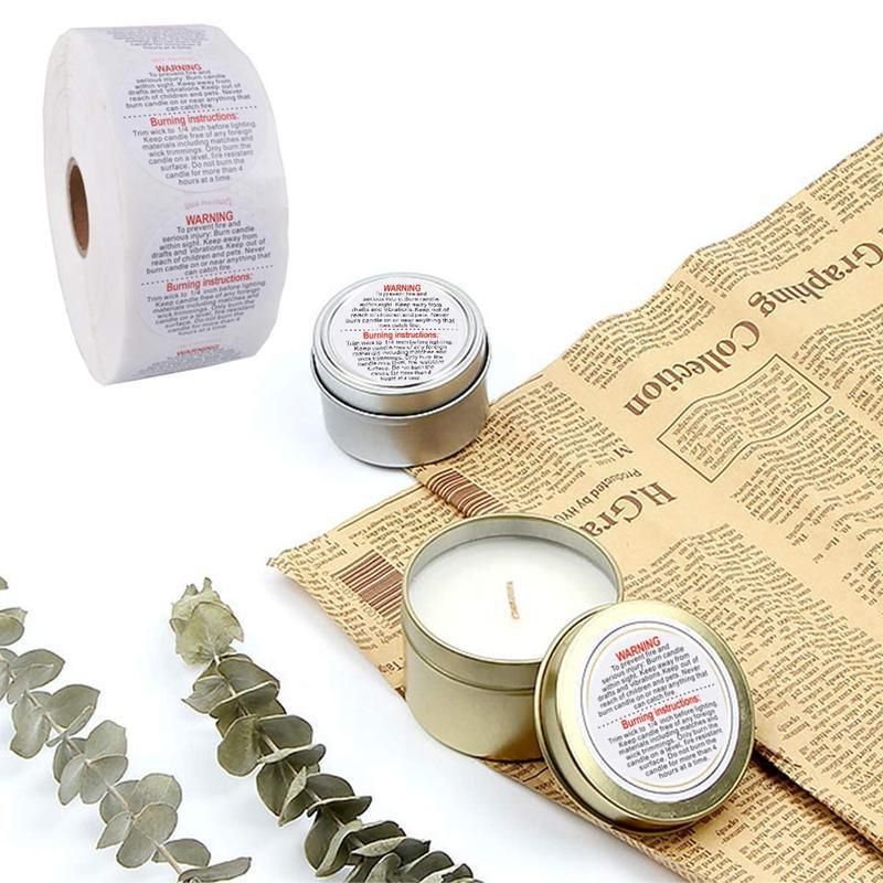 Candle Warning Label Stickers, Round, Roll of 500