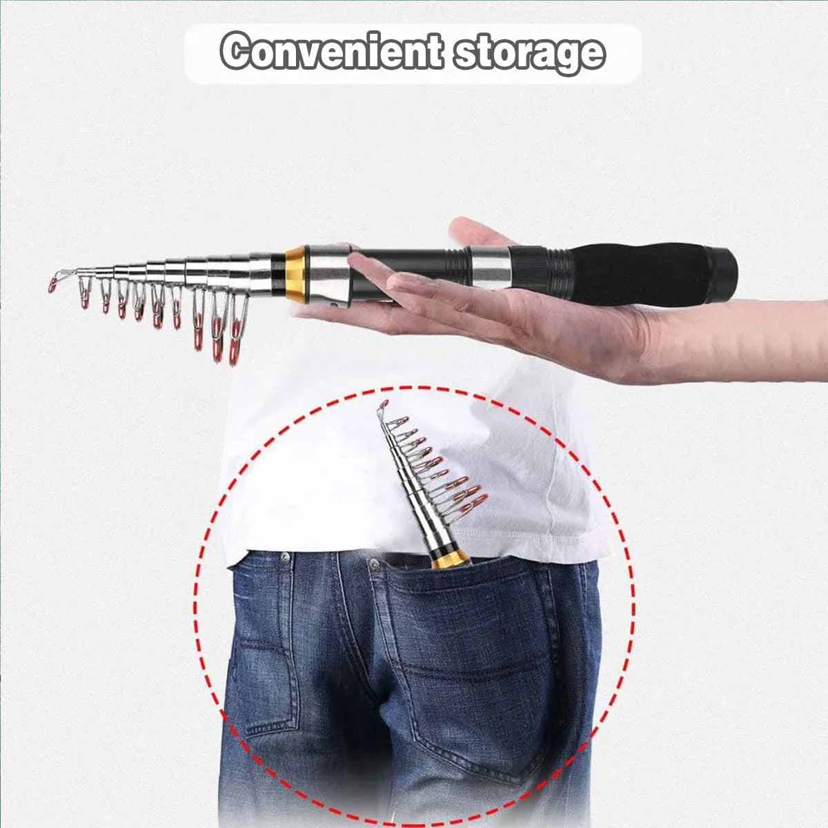 Portable Mini Travel Fishing Rod, Black