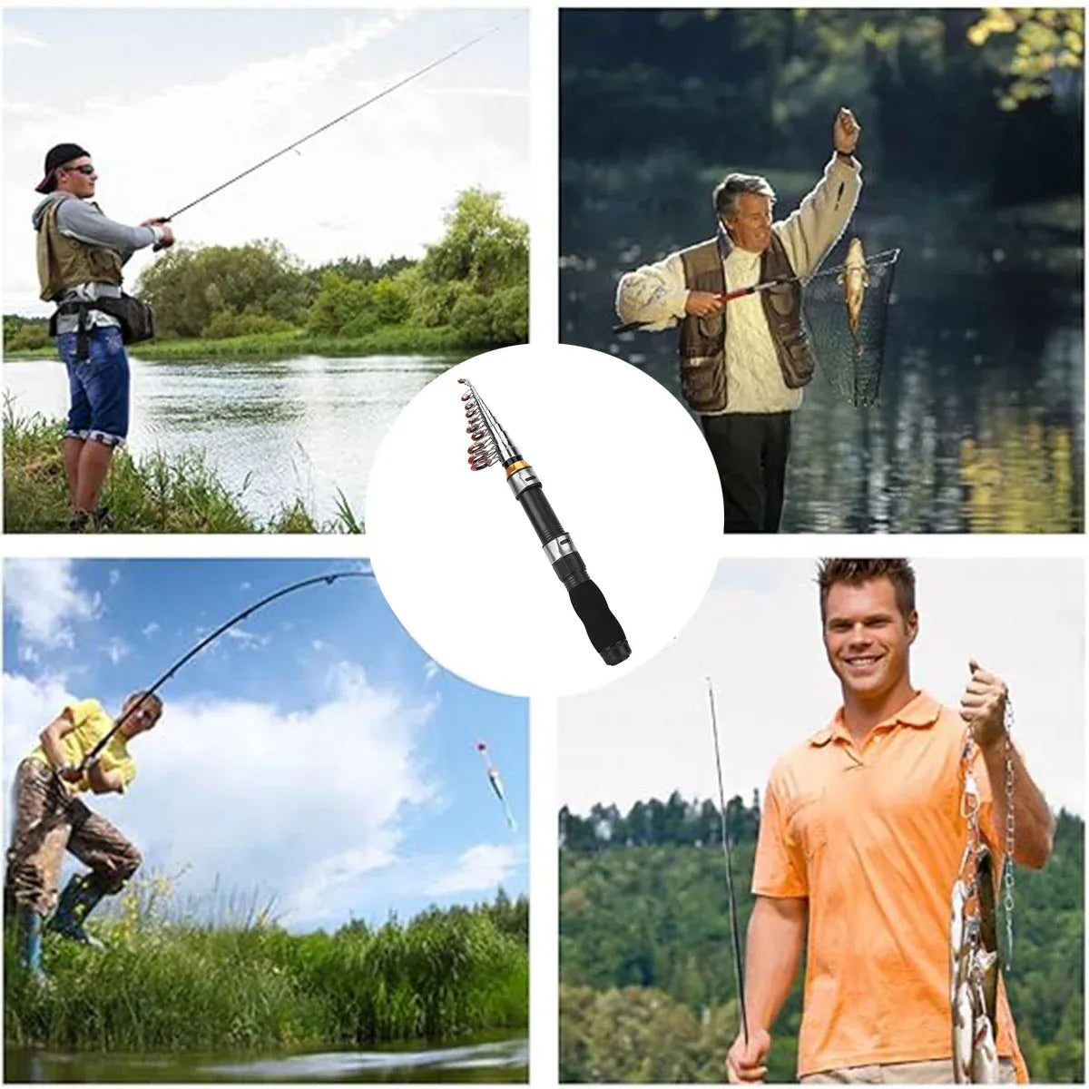 Portable Mini Travel Fishing Rod, Black