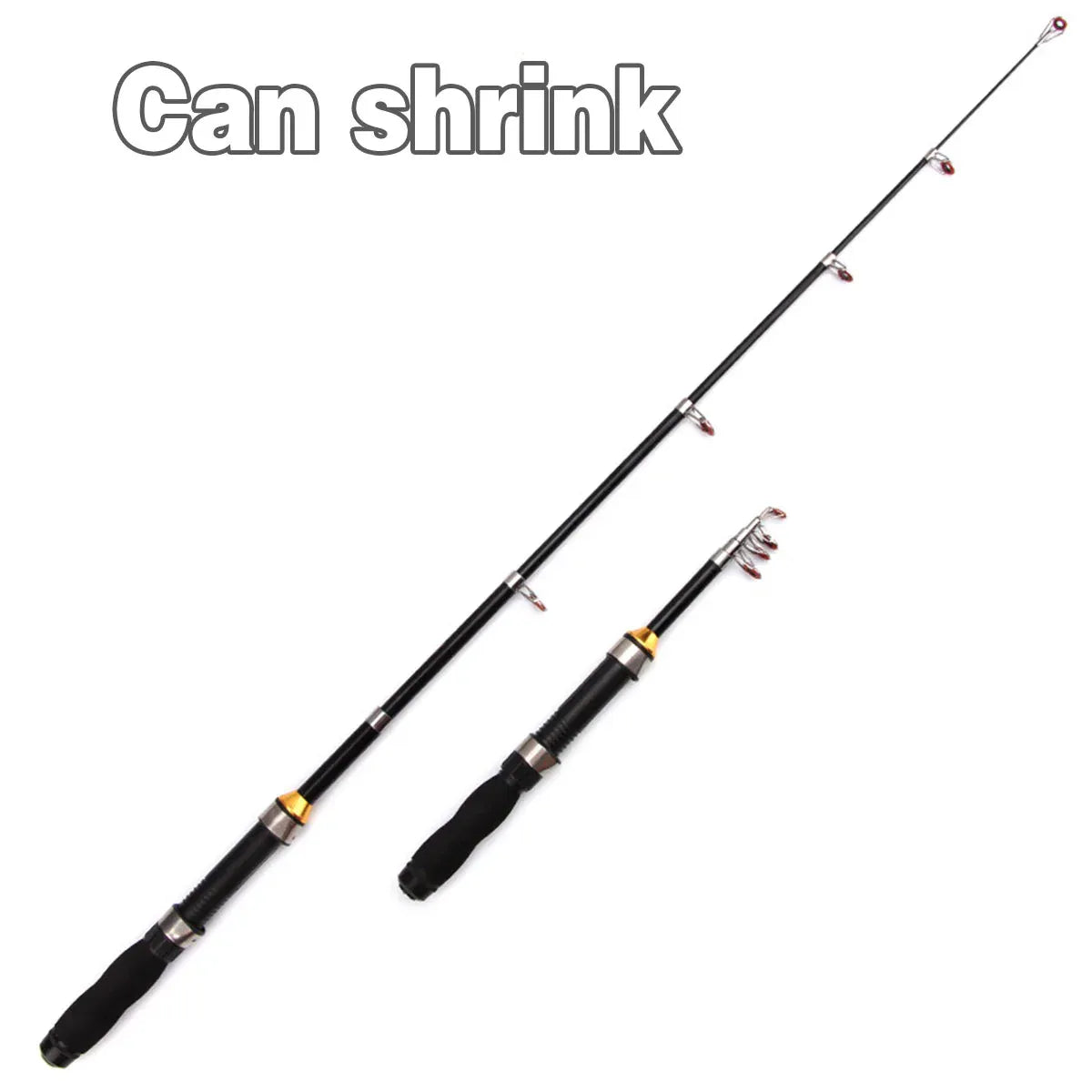 Portable Mini Travel Fishing Rod, Black