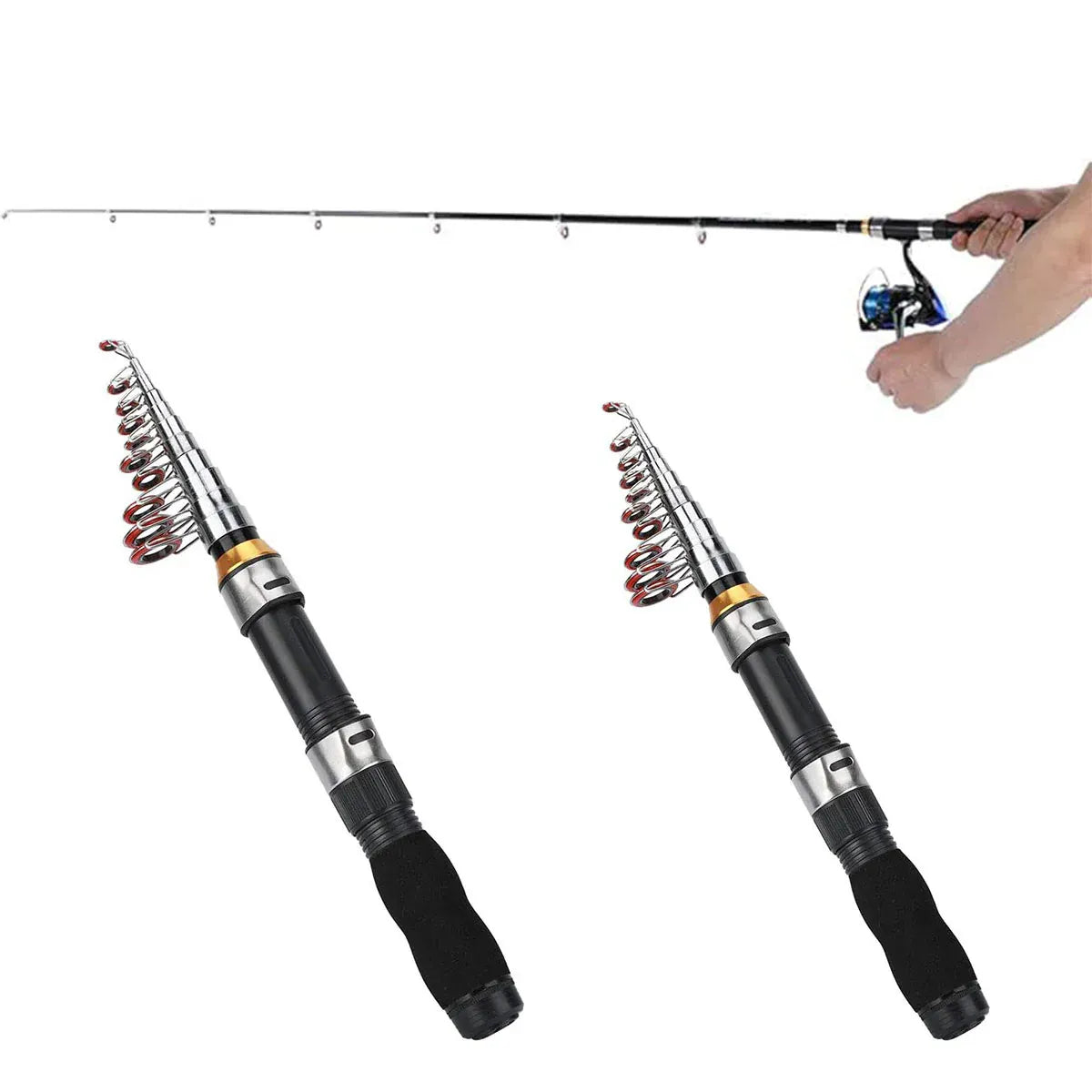 Portable Mini Travel Fishing Rod, Black