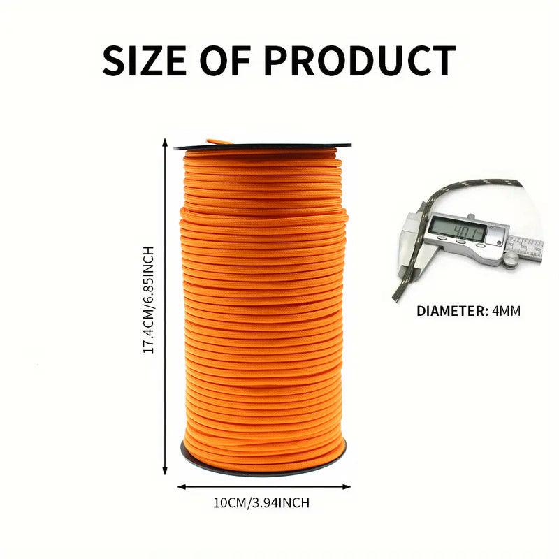 100m Paracord Outdoor Camping Binding Braided Rope Survival Gear Hiking Rope - Red