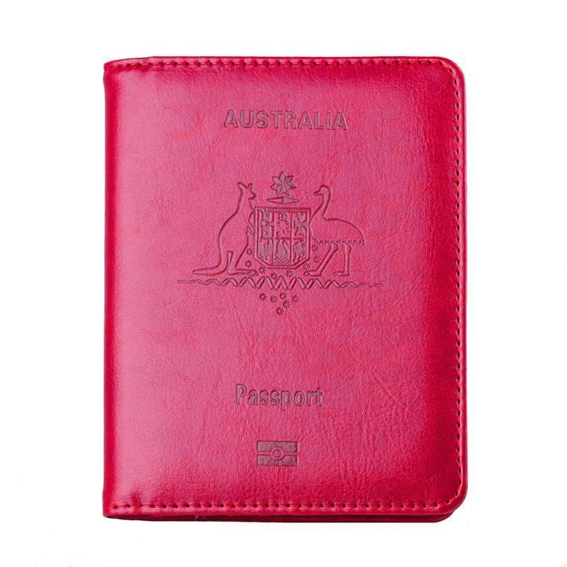 RFID Blocking Passport Holder, Slim Travel Wallet, Rose Red