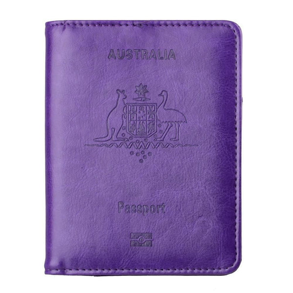 RFID Blocking Passport Holder, Slim Travel Wallet, Purple