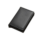 RFID Pop-Up Card Wallet with Money Clip, Aluminium Card Case, Carbon Fibre