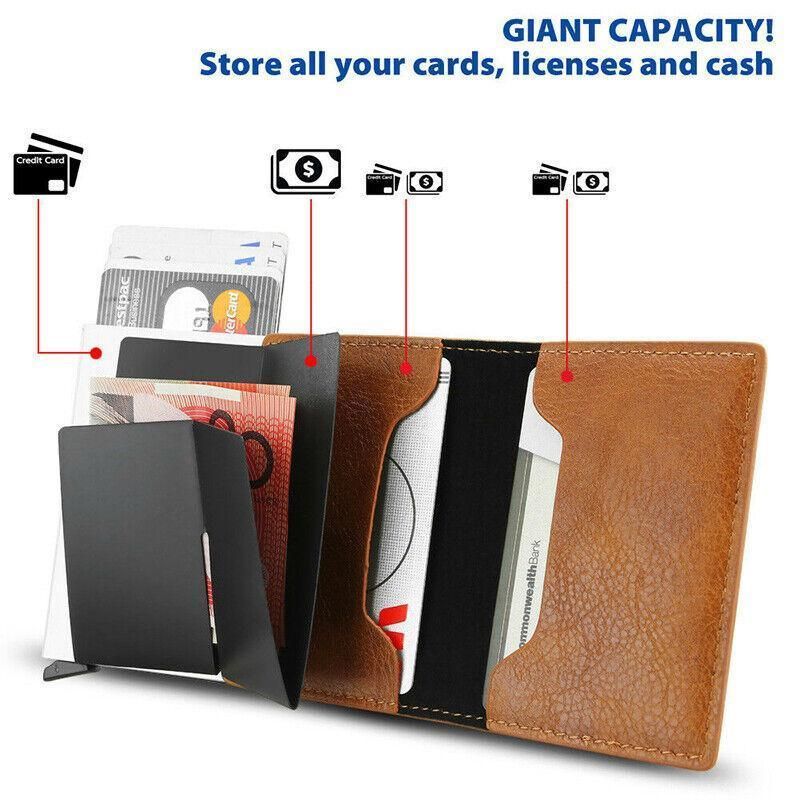RFID Pop-Up Card Wallet with Money Clip, Aluminium Card Case, Carbon Fibre