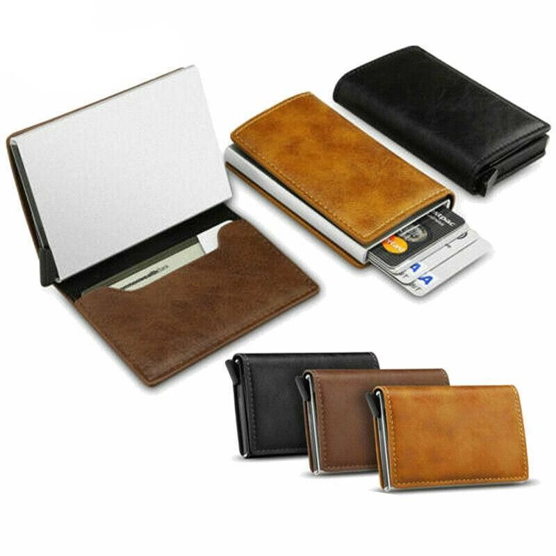 RFID Pop-Up Card Wallet with Money Clip, Aluminium Card Case, Carbon Fibre
