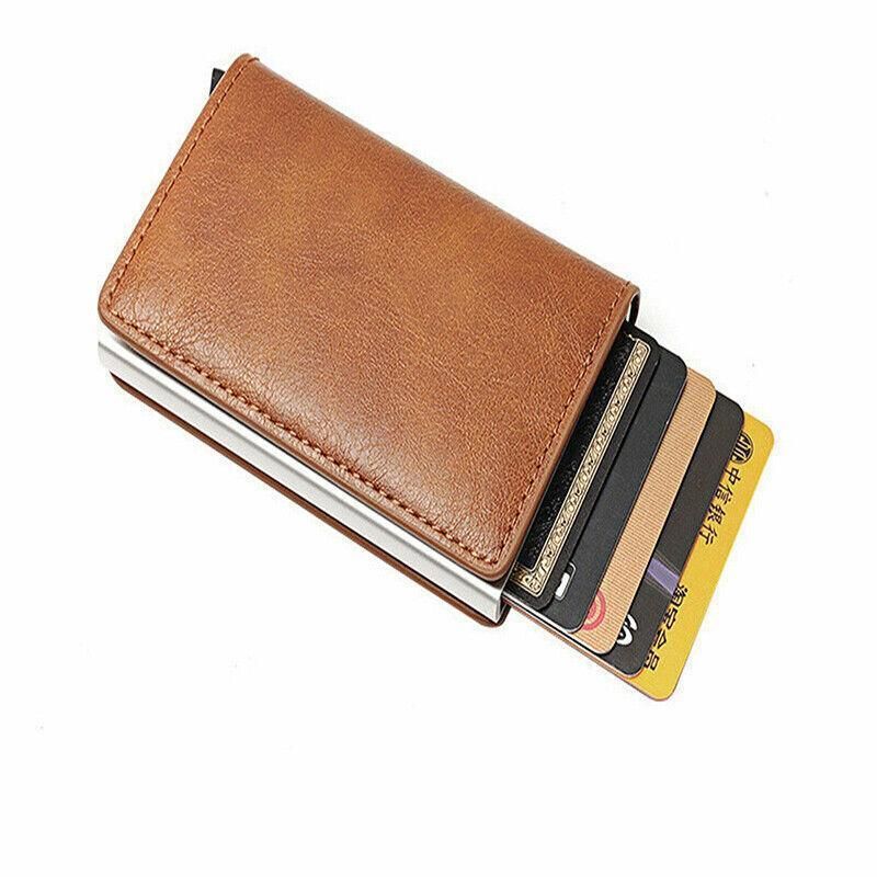 RFID Pop-Up Card Wallet with Money Clip, Aluminium Card Case, Carbon Fibre