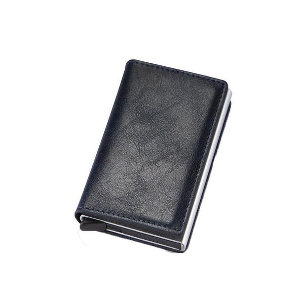 RFID Pop-Up Card Wallet with Money Clip, Aluminium Card Case, Dark Blue