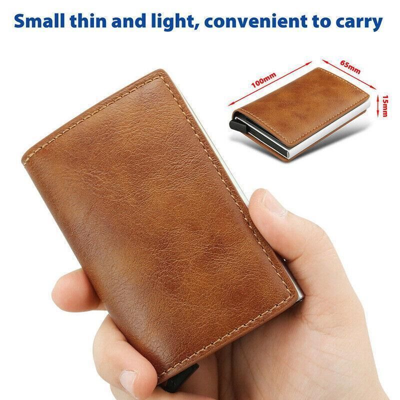 RFID Pop-Up Card Wallet with Money Clip, Aluminium Card Case, Dark Blue