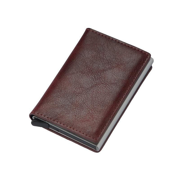 RFID Pop-Up Card Wallet with Money Clip, Aluminium Card Case, Dark Red