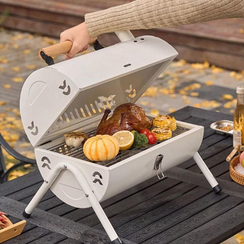 Grillz Portable Charcoal BBQ Grill and Smoker, White