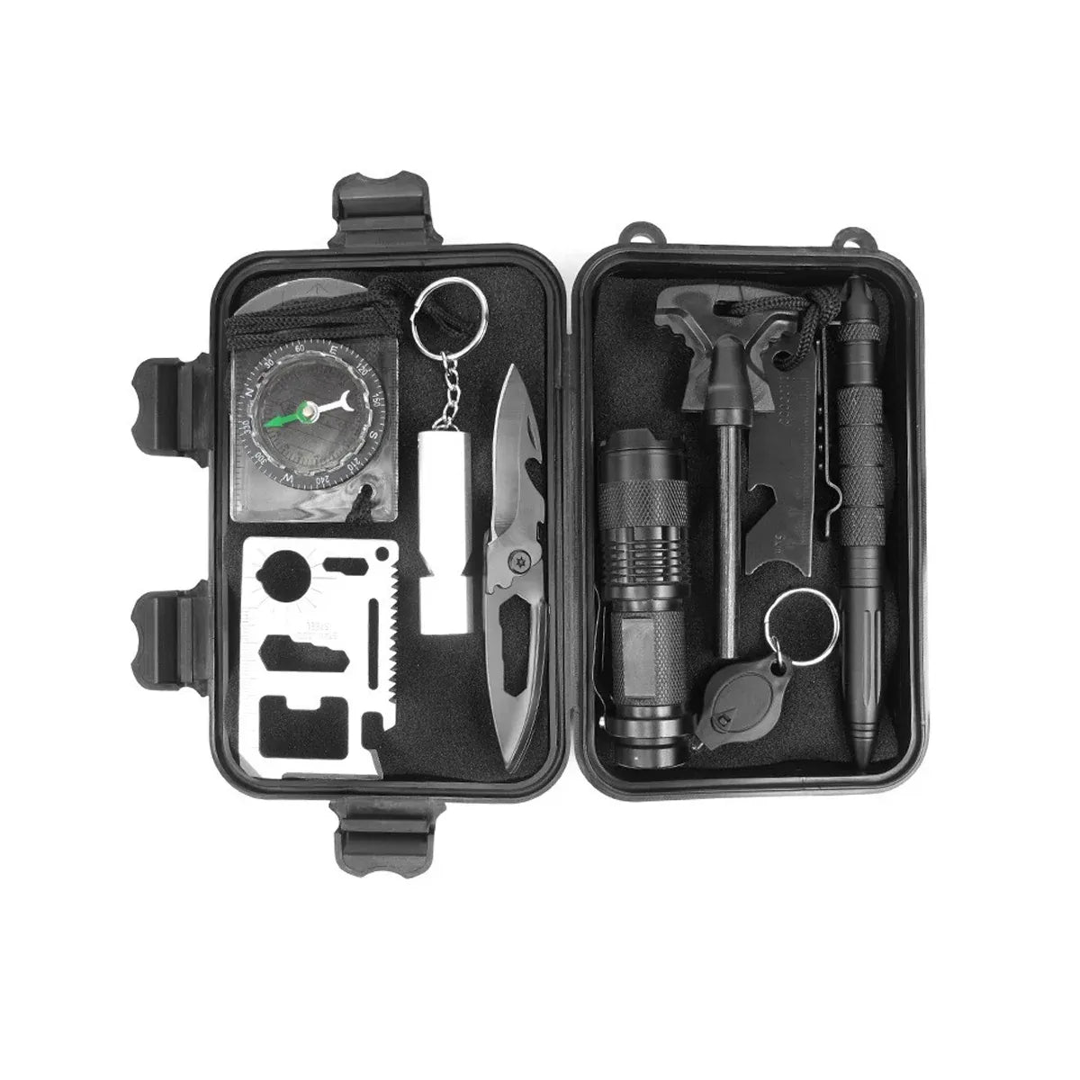 Emergency Survival Tool Kit, 10-Piece, Black Case
