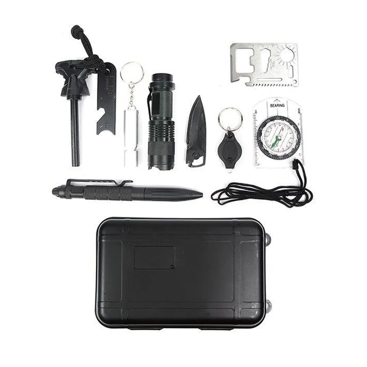 Emergency Survival Tool Kit, 10-Piece, Black Case