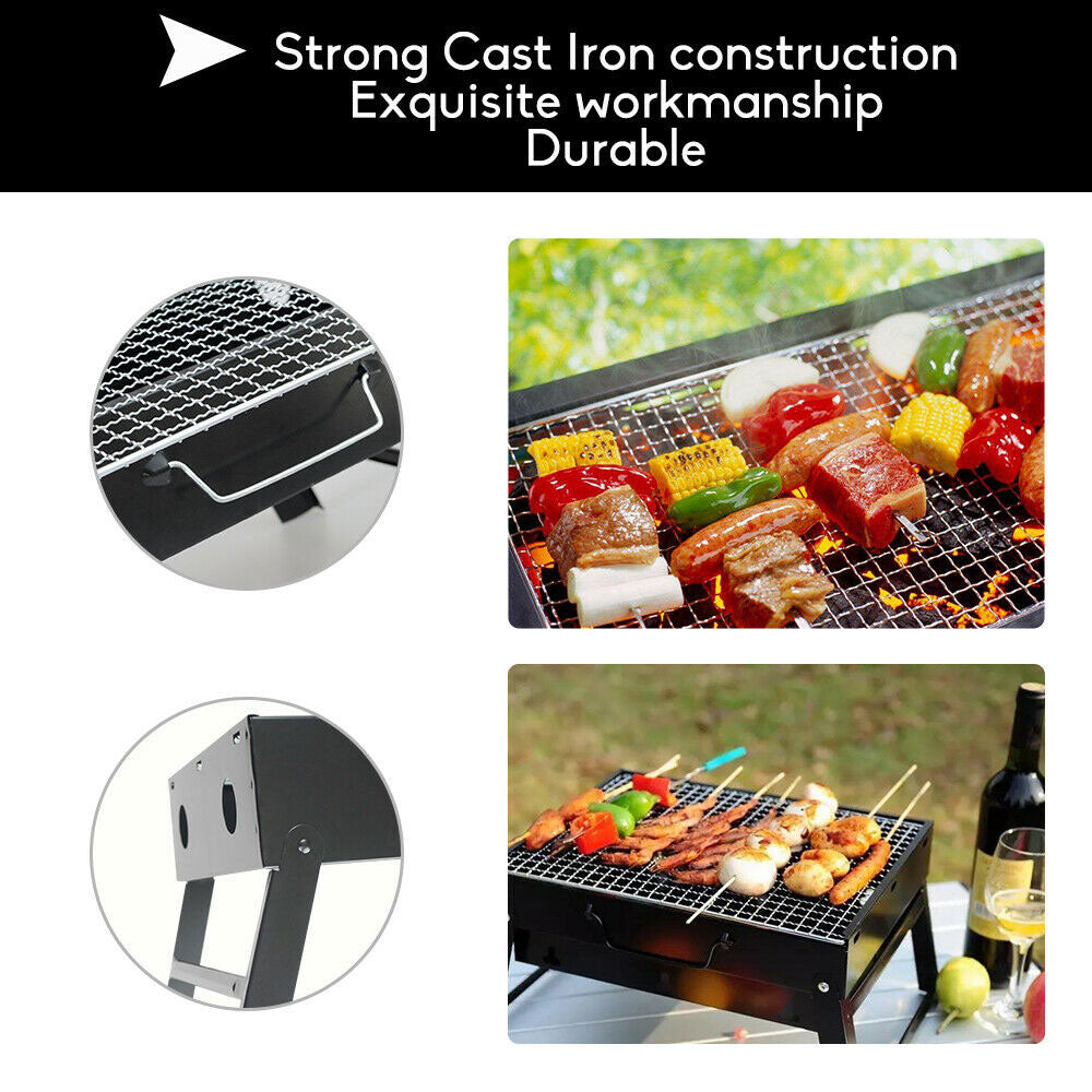 Foldable Hibachi Charcoal BBQ Grill, Flat-Pack, Black
