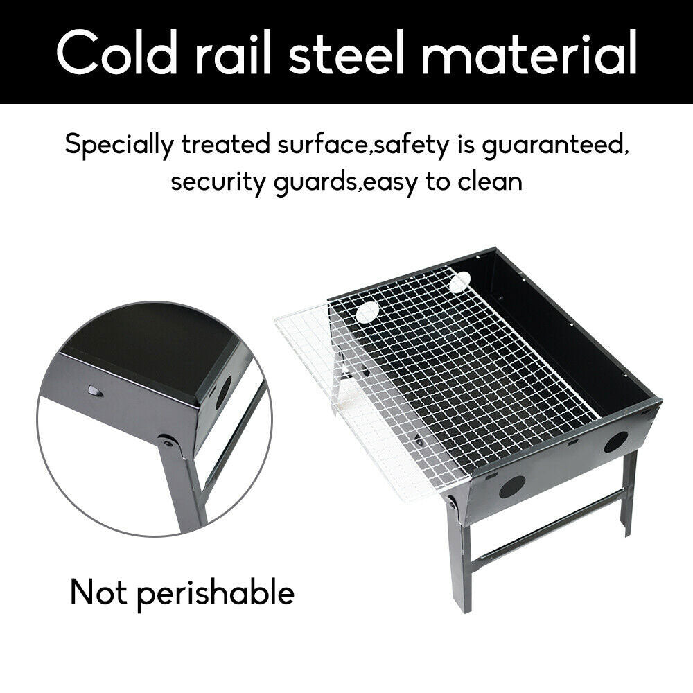 Foldable Hibachi Charcoal BBQ Grill, Flat-Pack, Black