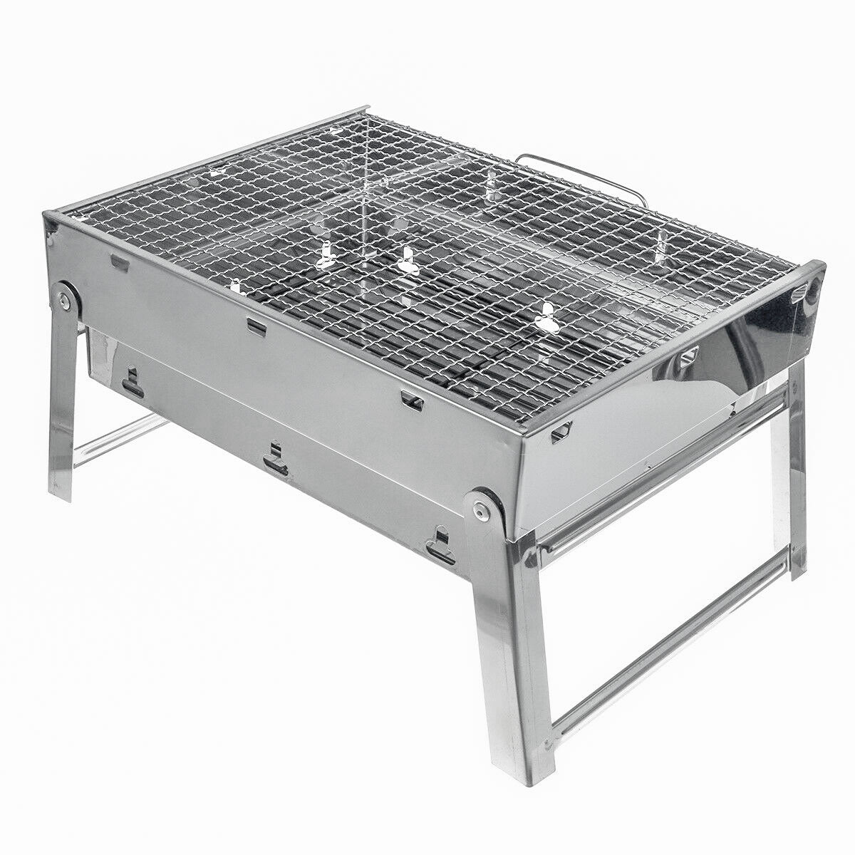 Portable Flat-Pack Charcoal BBQ Grill, Stainless Steel, 36cm