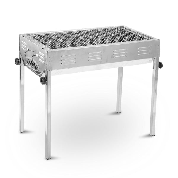 Portable Charcoal BBQ Grill Set, Stainless Steel, Large