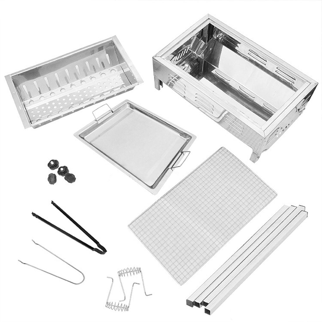 Portable Charcoal BBQ Grill Set, Stainless Steel, Medium – image 2