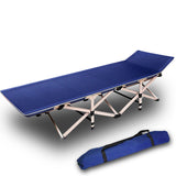 Folding Camp Stretcher Bed with 18° Raised Headrest, Navy