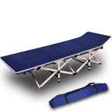 Folding Camp Stretcher Bed with 18° Raised Headrest, with Mattress, Navy
