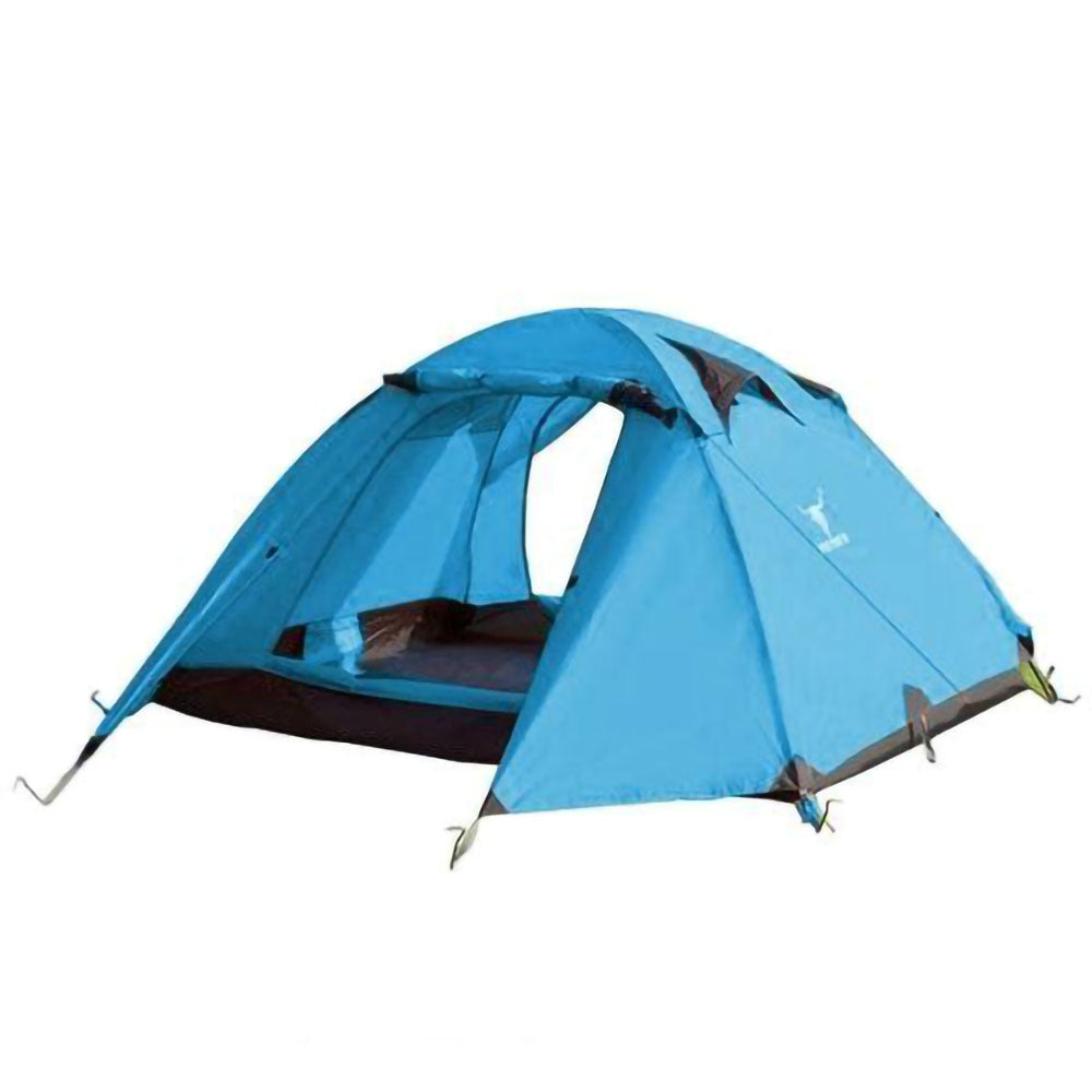 2 Person Lightweight Hiking Tent, Dual Door with Aluminium Poles, Blue