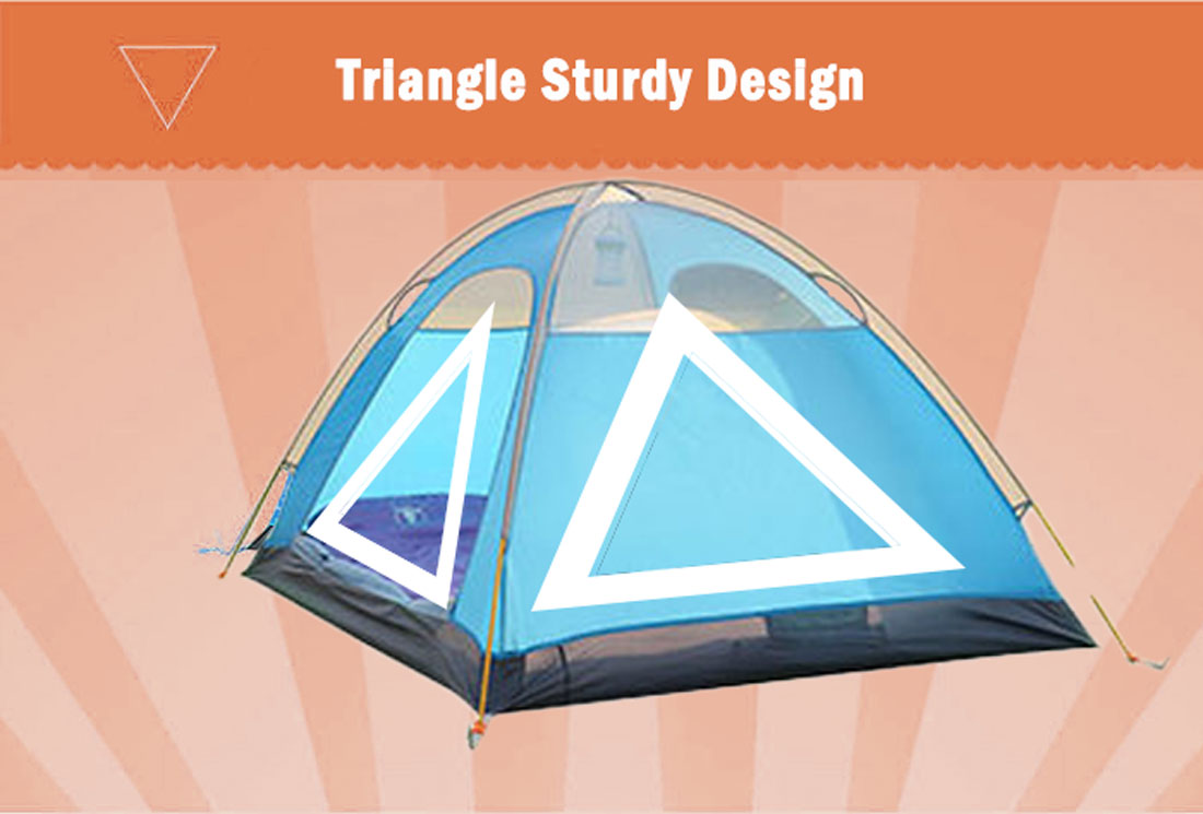 2 Person Lightweight Hiking Tent, Dual Door with Aluminium Poles, Blue