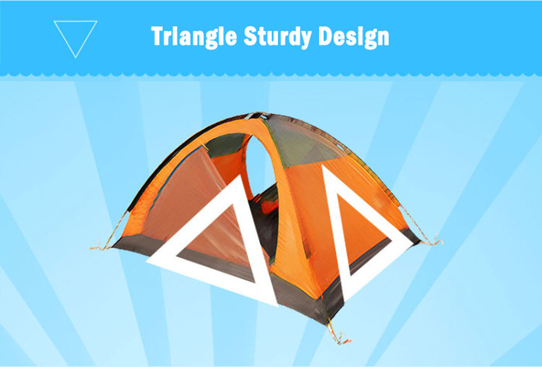2 Person Lightweight Hiking Tent, Dual Door with Aluminium Poles, Orange