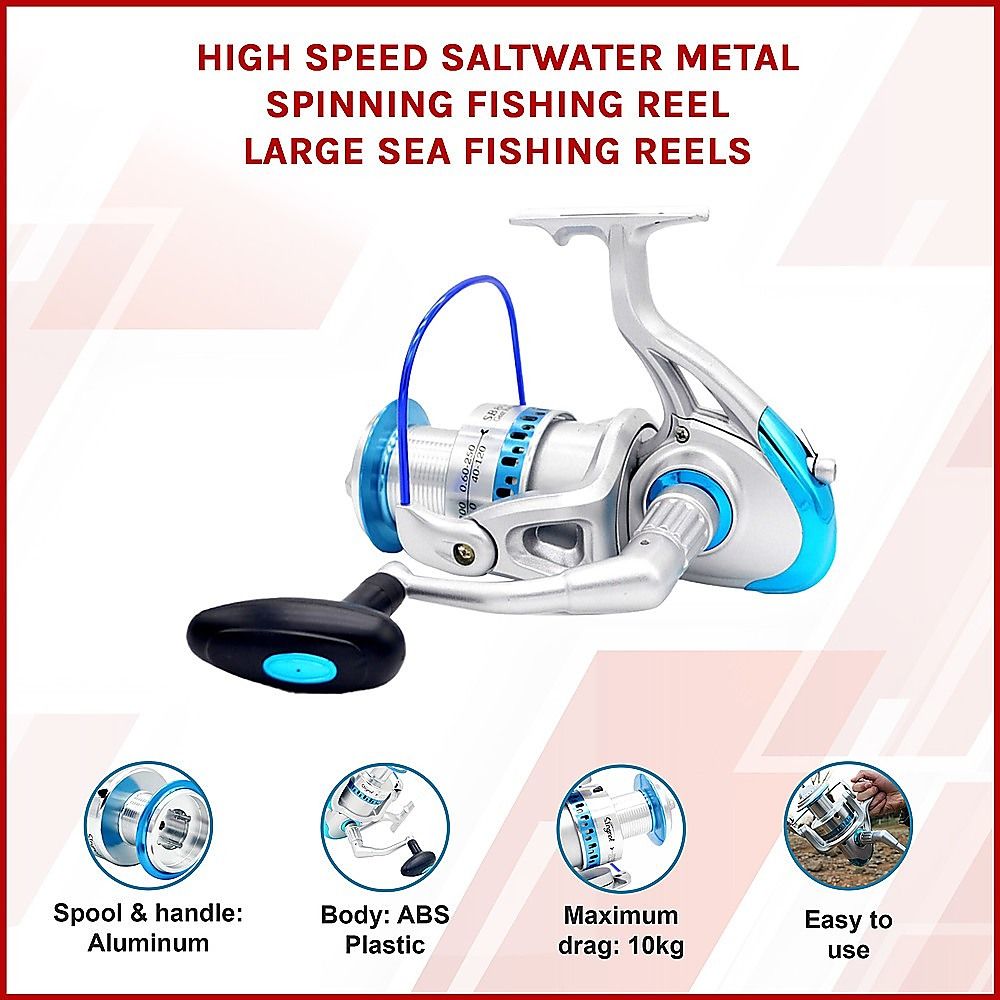 High Speed Saltwater Metal Spinning Reel, Large Sea Fishing