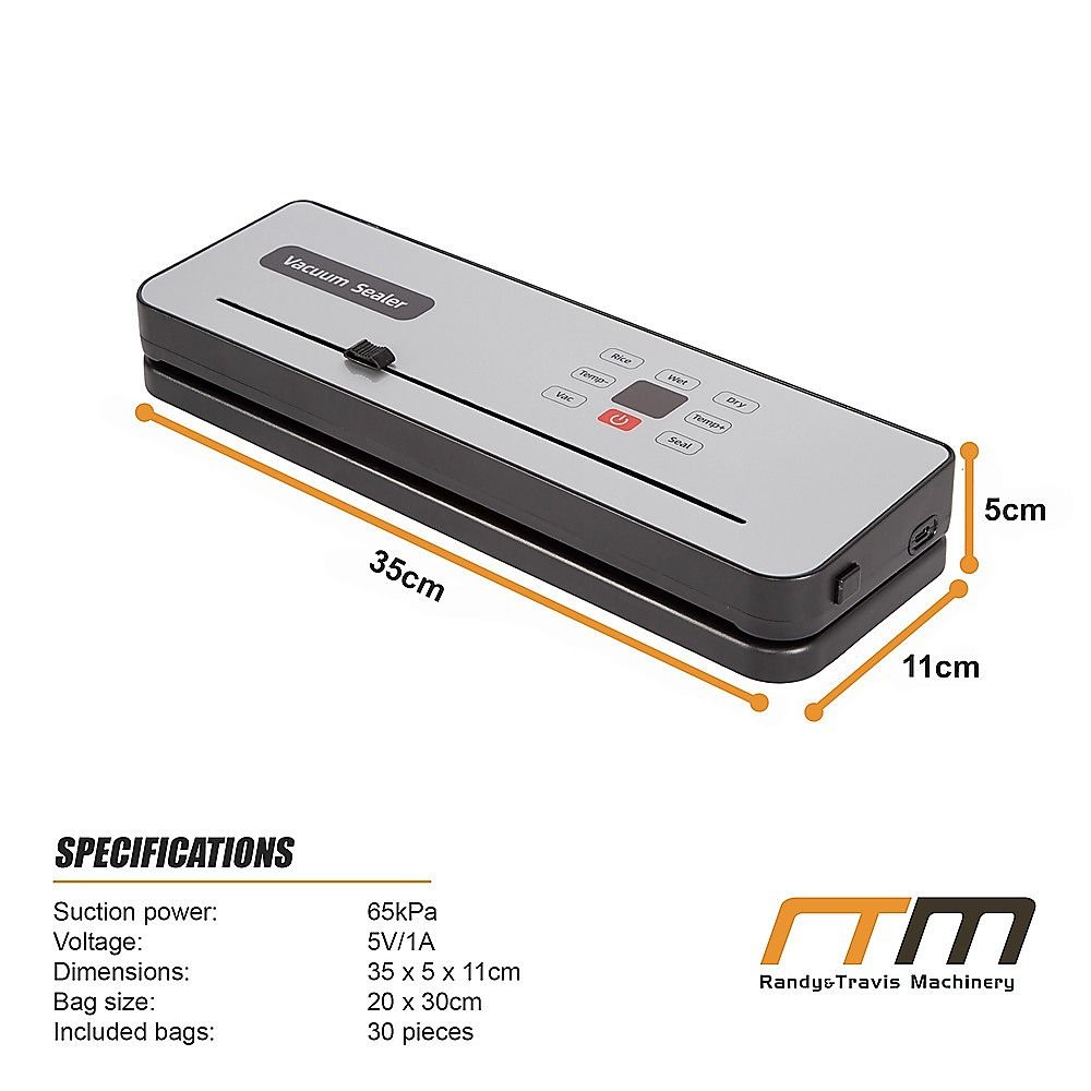 Cordless Food Vacuum Sealer, Dry & Wet Modes, with 30 Bags