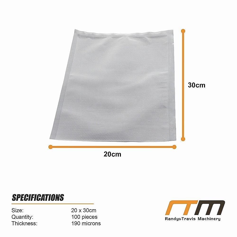 Heavy Duty Vacuum Sealer Bags, 190 Micron, 100 Pack, 20 x 30cm