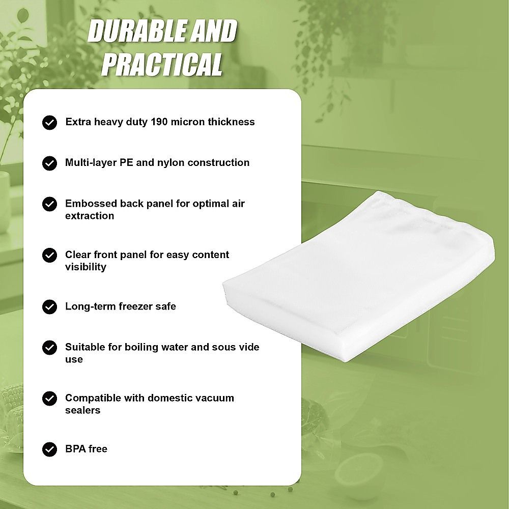 Heavy Duty Vacuum Sealer Bags, 190 Micron, 100 Pack, 28 x 40cm