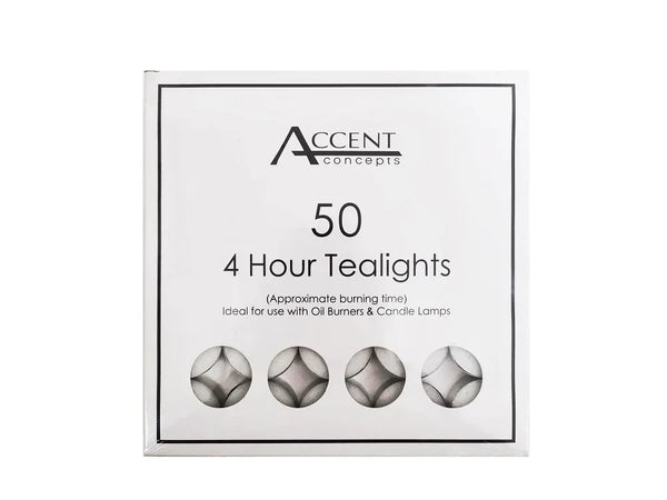 Accent Tealight Candles, 4-Hour Burn, White, 1000 Pack (20 x 50)