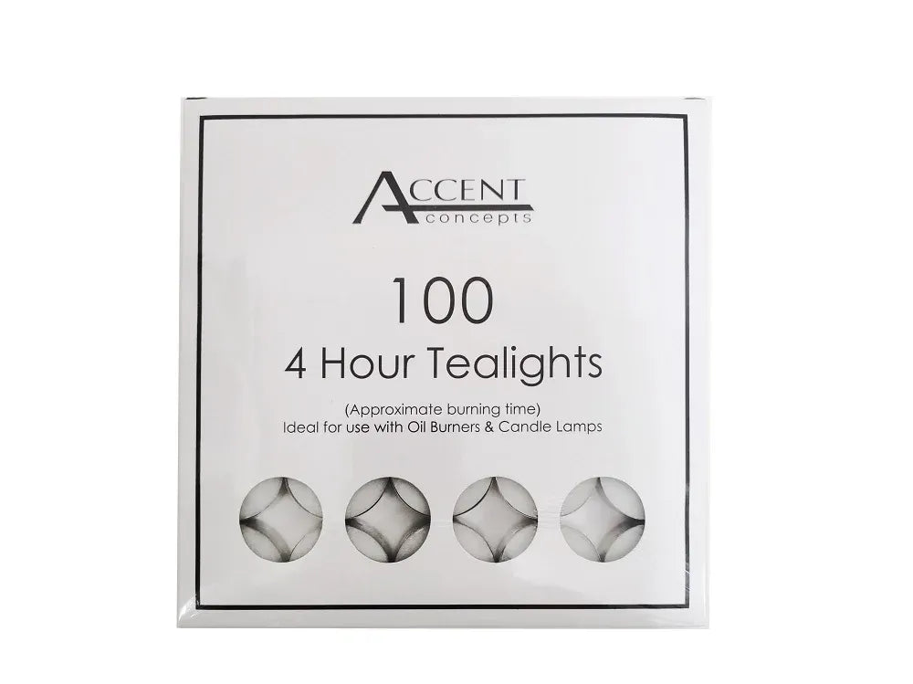 Accent Tealight Candles, 4-Hour Burn, White, 1000 Pack (10 x 100)