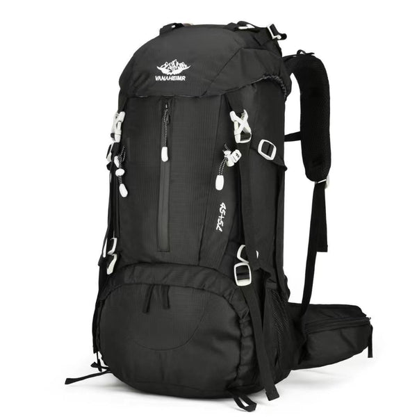 Black 36-55L Outdoor Hiking Backpack - Durable Water Resistant