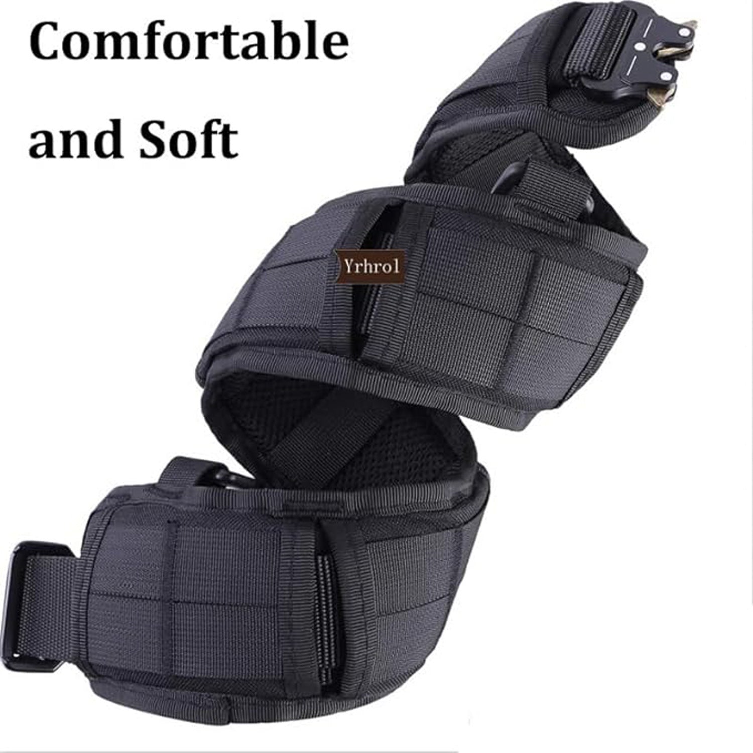 Black Adjustable Tactical Battle Belt Set - Padded MOLLE Outer Belt & Nylon Inner Belt