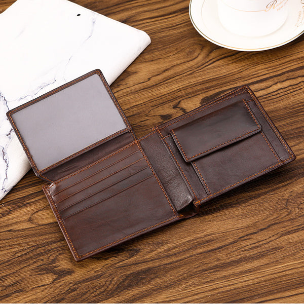 Coffee Genuine Leather RFID Blocking Wallet