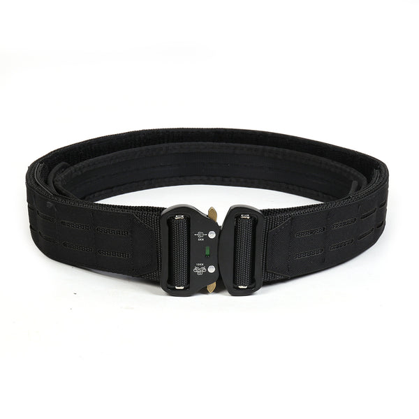 Dual Layer Quick Release Tactical Belt - Attachment System, Alloy Cobra Buckle, Adjustable Nylon(black)