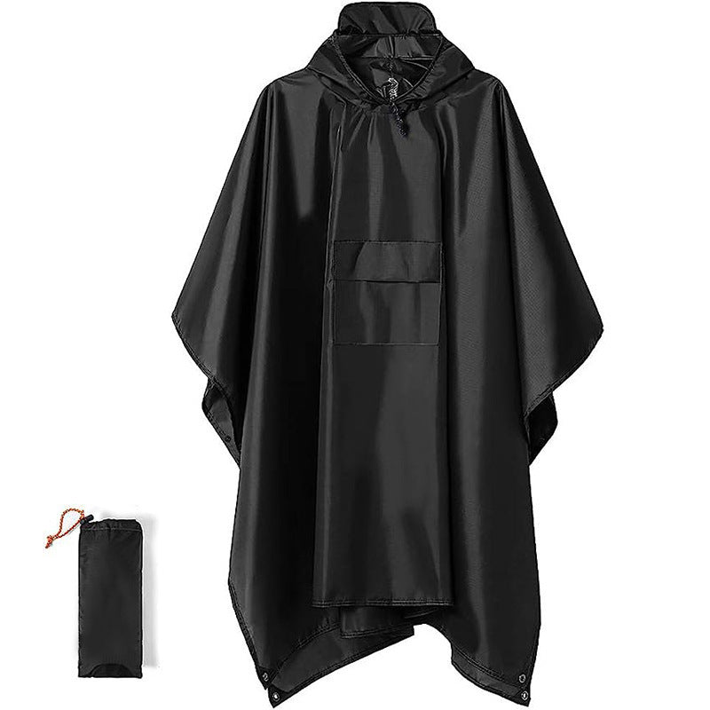 3-in-1 Waterproof Rain Poncho & Emergency Shelter, Black
