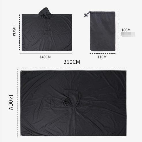 3-in-1 Waterproof Rain Poncho & Emergency Shelter, Grey